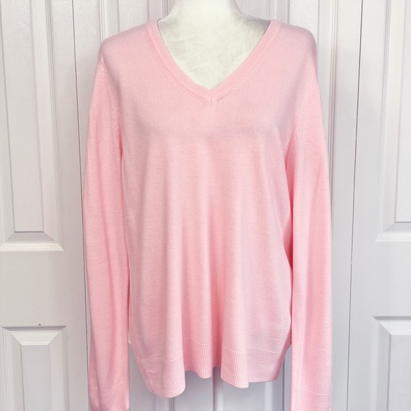 NWT Basic Editions Light Pink Soft Luxury Yarn V-Neck Sweater XXL - Picture 1 of 16
